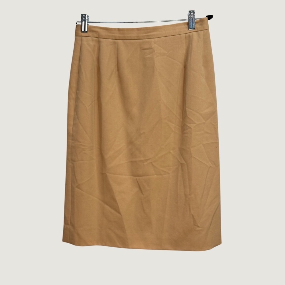 Austin Reed Pencil Skirt Camel Tan 100% Worsted Wool Size 10 Vintage Preppy Fall